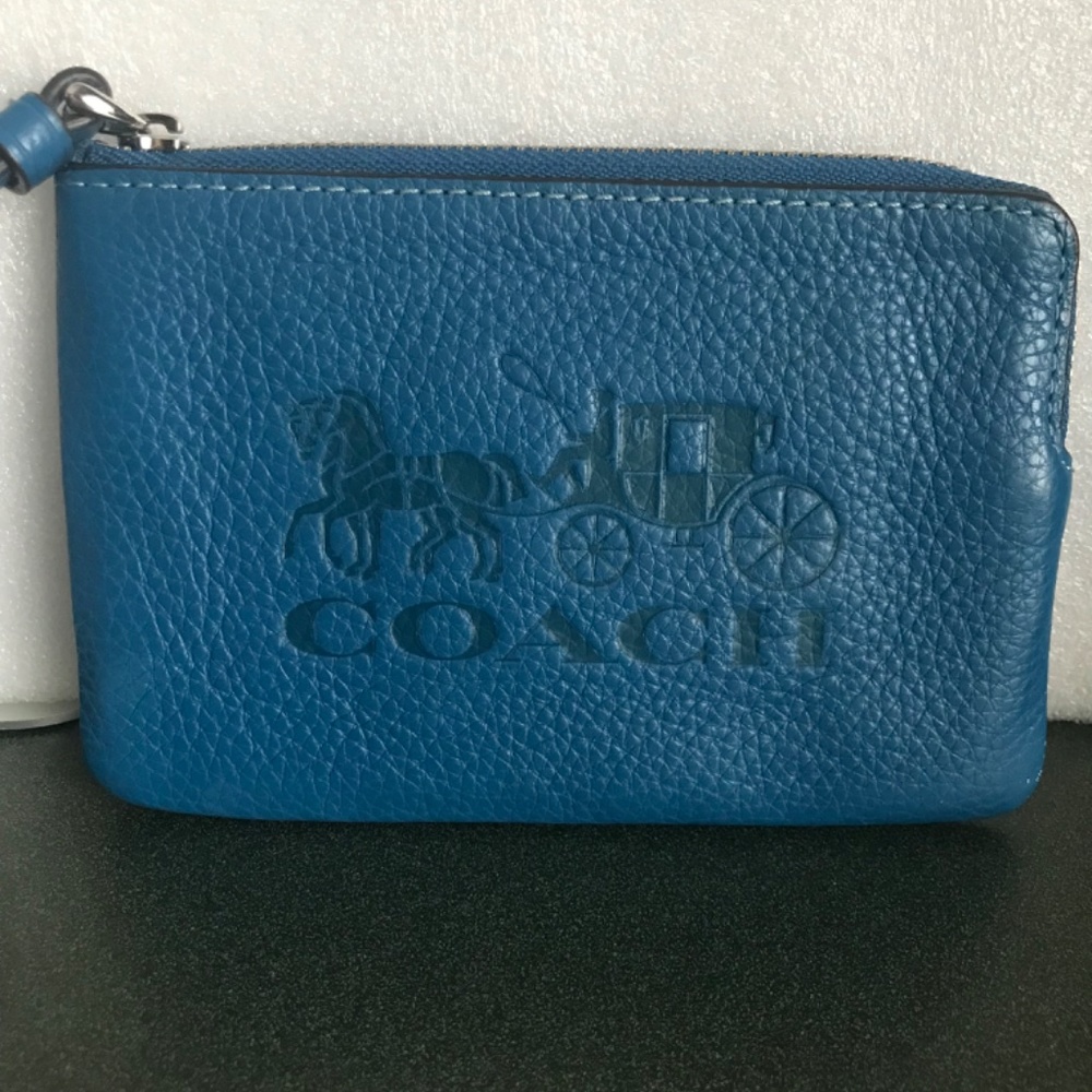 Coach Blue Leather Wristlet Mini Pouch - Picture 5 of 15